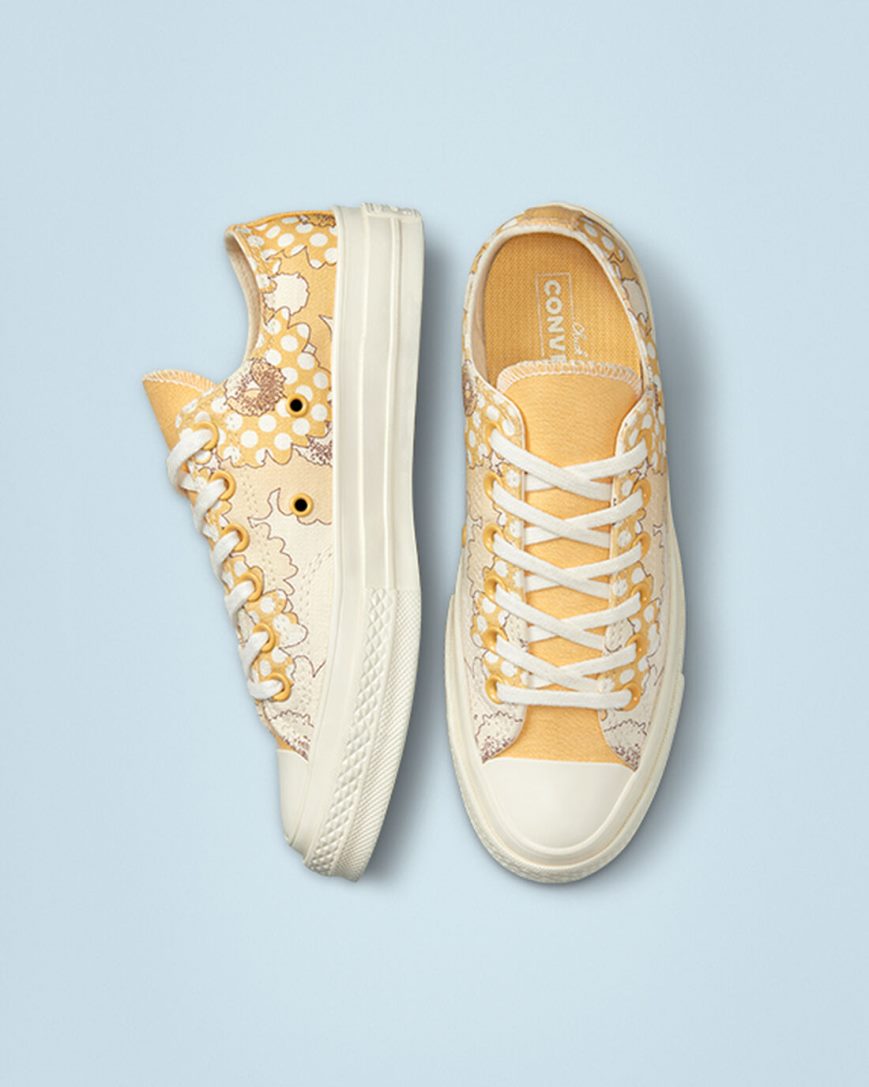 Dámské Boty Nízké Converse Chuck 70 Crafted Florals Mango Černé | CZ IJQ3124